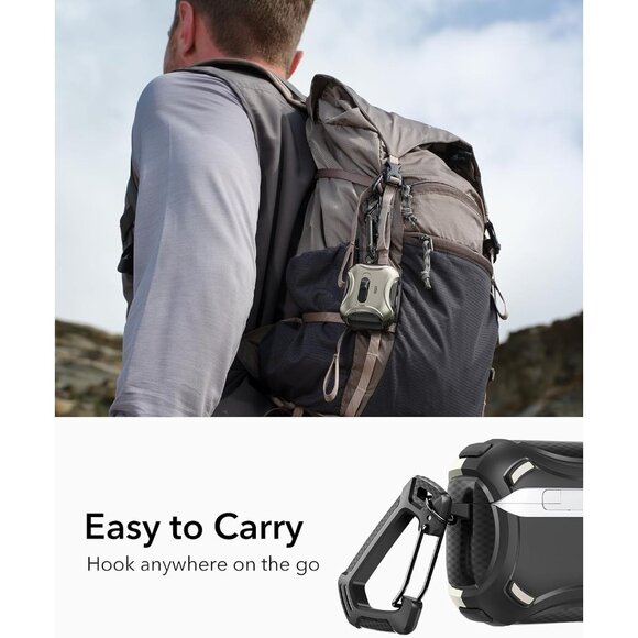 ESR Cyber Series AirPod Pro 3 (2025) Case MagSafe USB-C Drop-Proof Lock Titanium - Picture 9 of 11